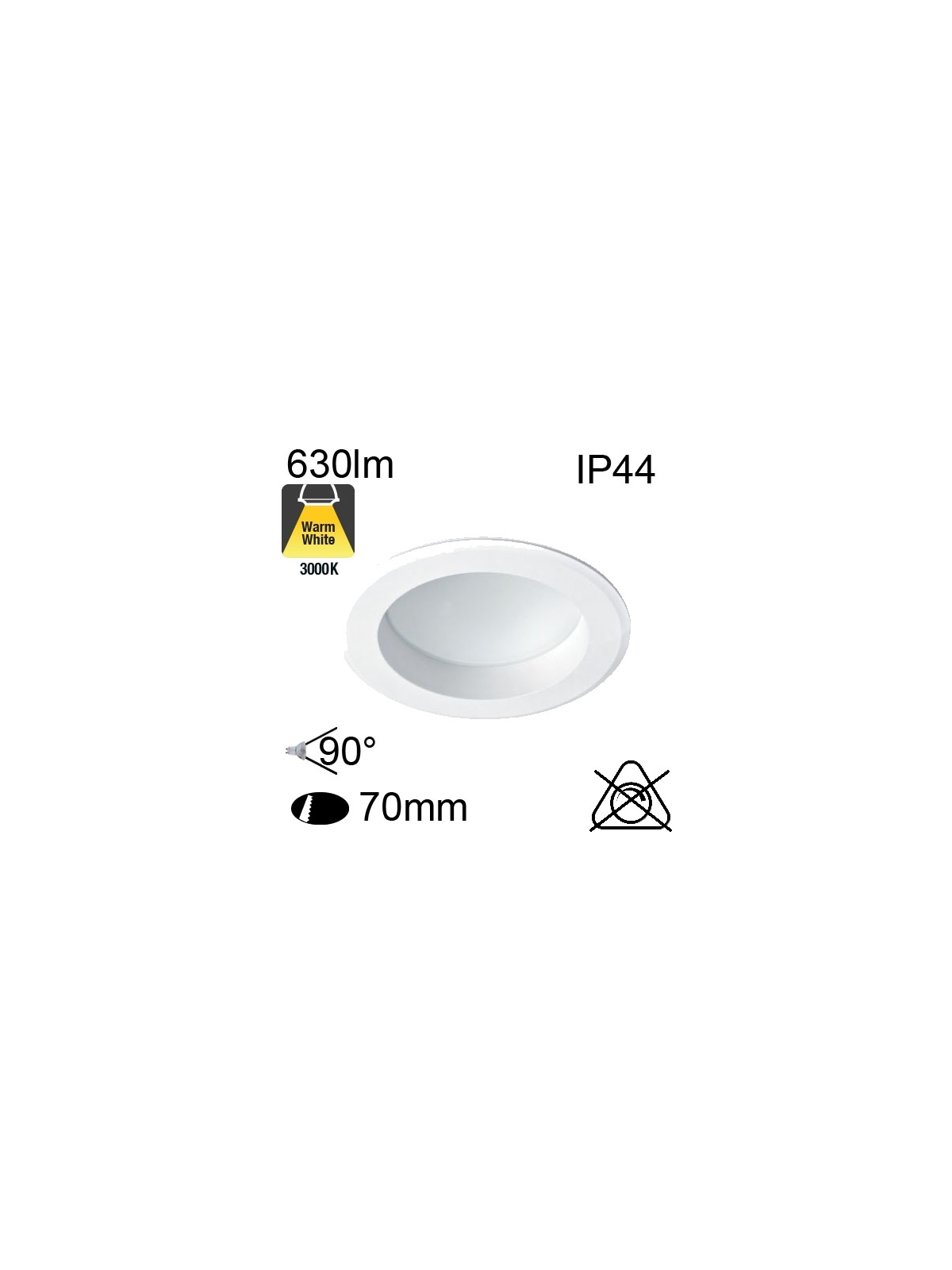 Encastré Led IP44 7W 630lm 3000K