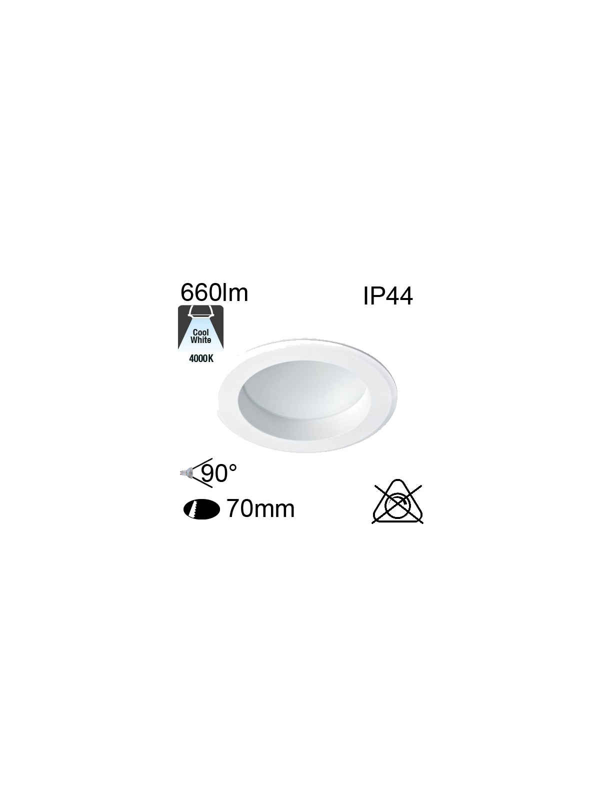 Encastré Led IP44 7W 660lm 4000K