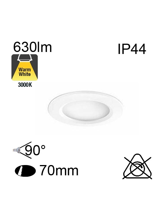 Spot Encastré LED IP44 7W 630lm 3000K