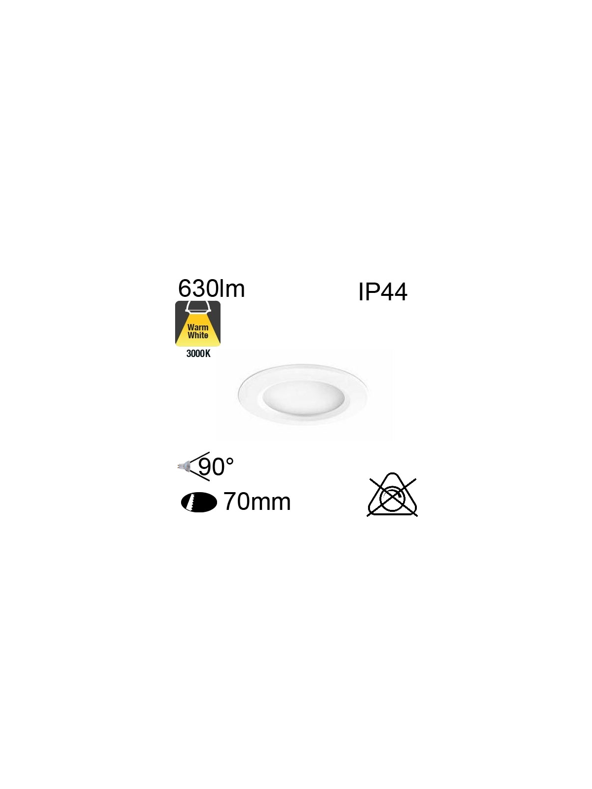 Spot Encastré LED IP44 7W 630lm 3000K