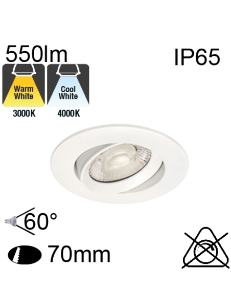 Encastré Blanc IP65 7W 550lm CCT 3000K/4000K