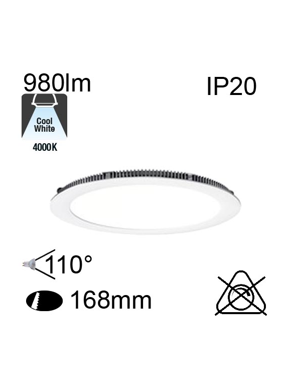 Encastré Flat Led IP20 13W 980lm 4000K 