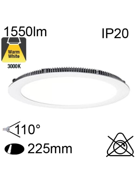 Encastré Led IP20 20W 1550lm 3000K