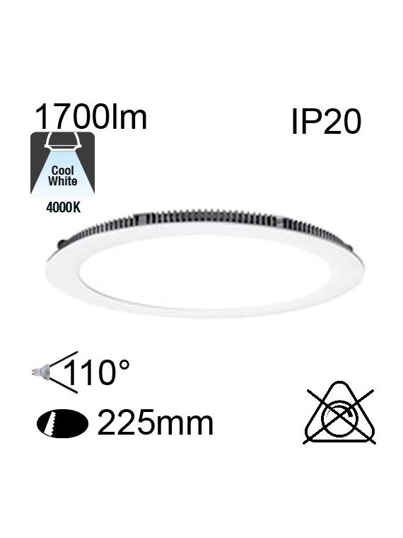 Encastré Led IP20 20W 1700lm 4000K