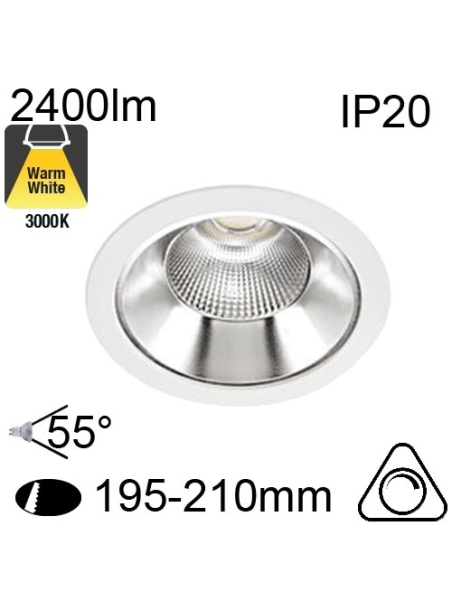 Encastré Led RIVA IP20 28W 2400lm 3000K Dimmable