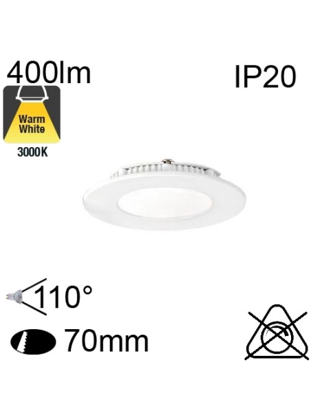 Encastré Flat Led IP20 5W 400lm 3000K