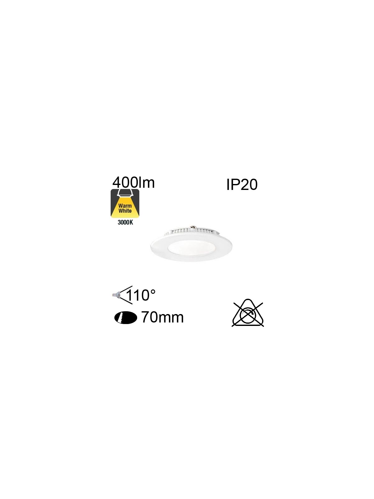 Encastré Flat Led IP20 5W 400lm 3000K