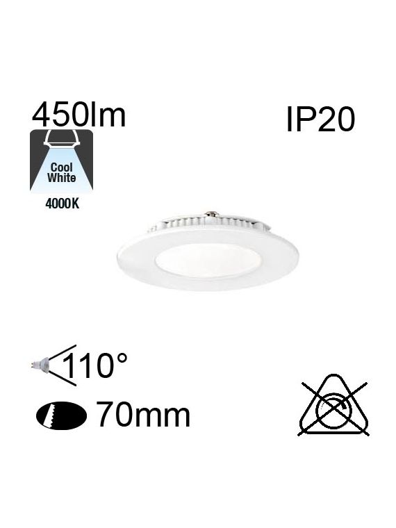 Encastré Flat Led IP20 5W 450lm 4000K