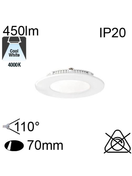 Encastré Flat Led IP20 5W 450lm 4000K