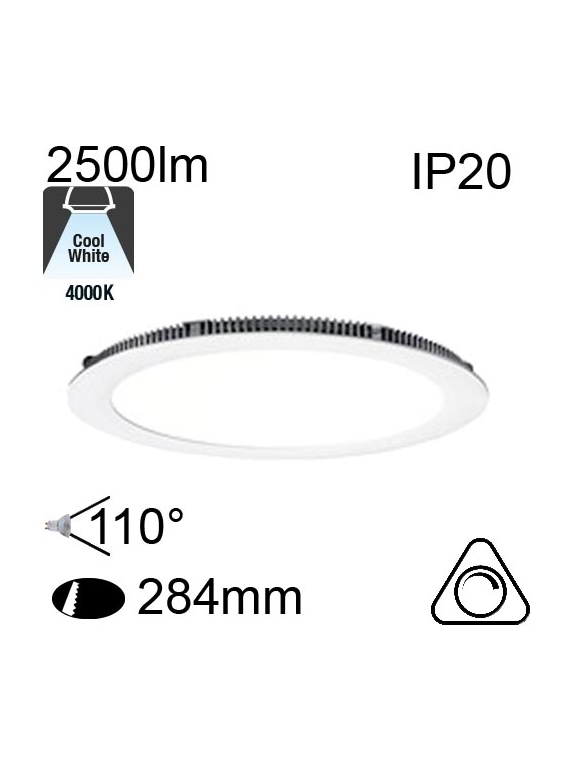 Encastré Flat Led IP20 30W 2500lm 4000K Dimmable