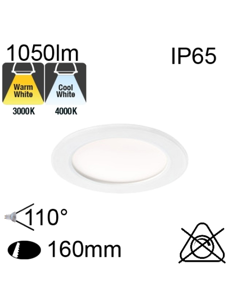 Downlight Blanc IP65 13W 1050lm CCT 3000K/4000K