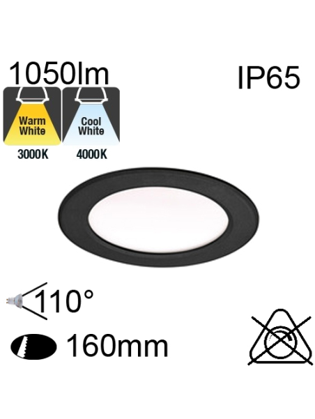 Downlight Noir IP65 13W 1050lm Ø180 CCT 3000K/4000K