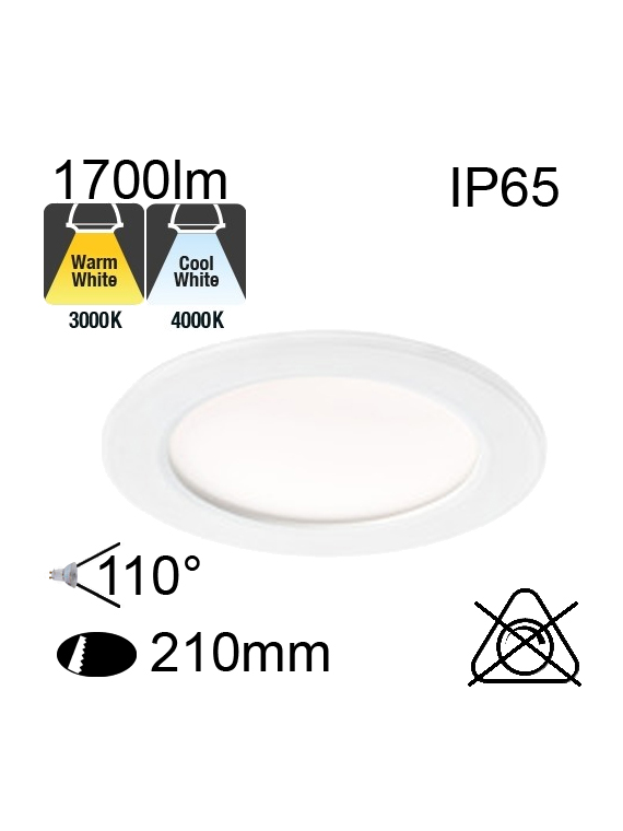 Downlight Blanc IP65 20W 1700lm CCT 3000K/4000K