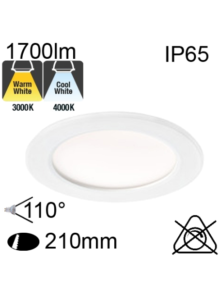 Downlight Blanc IP65 20W 1700lm CCT 3000K/4000K