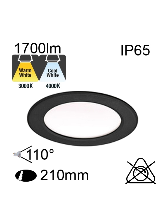 Downlight Noir IP65 20W 1700lm CCT 3000K/4000K