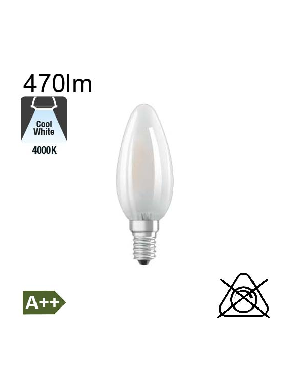 Flamme Dépolie LED E14 470lm 4000K