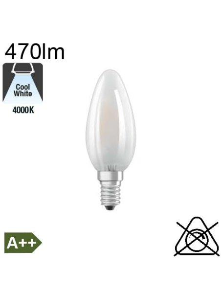 Flamme Dépolie LED E14 470lm 4000K