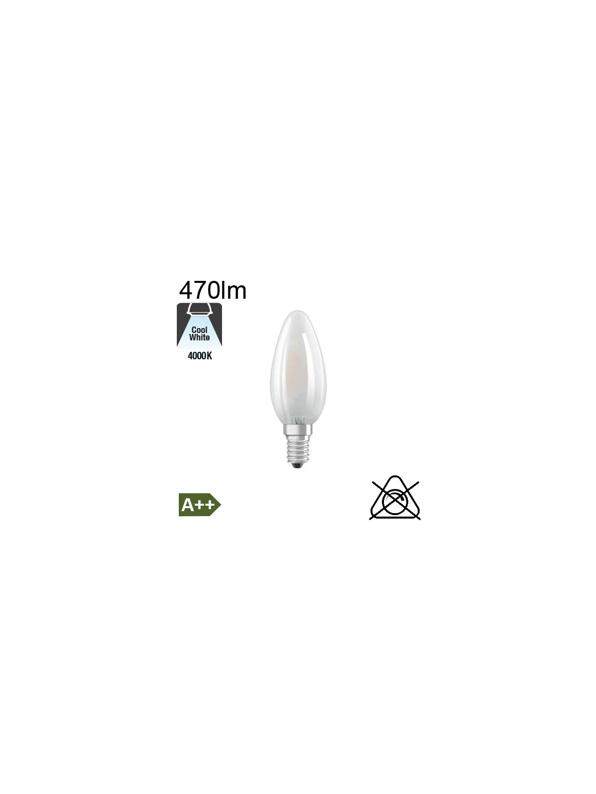 Flamme Dépolie LED E14 470lm 4000K