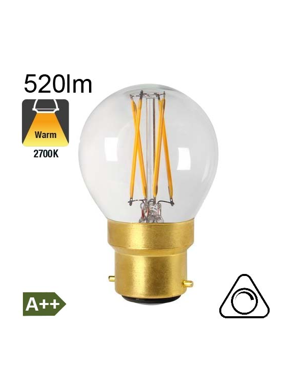 Sphérique LED B22 520lm 2700K Dimmable