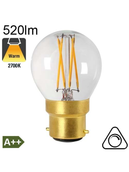 Sphérique LED B22 520lm 2700K Dimmable