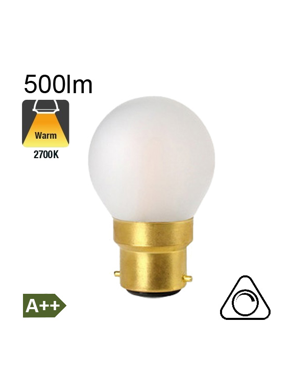 Sphérique Dépolie LED B22 500lm 2700K Dimmable