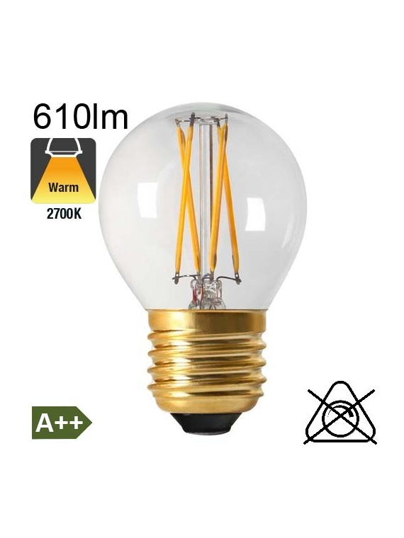 Sphérique LED E27 610lm 2700K