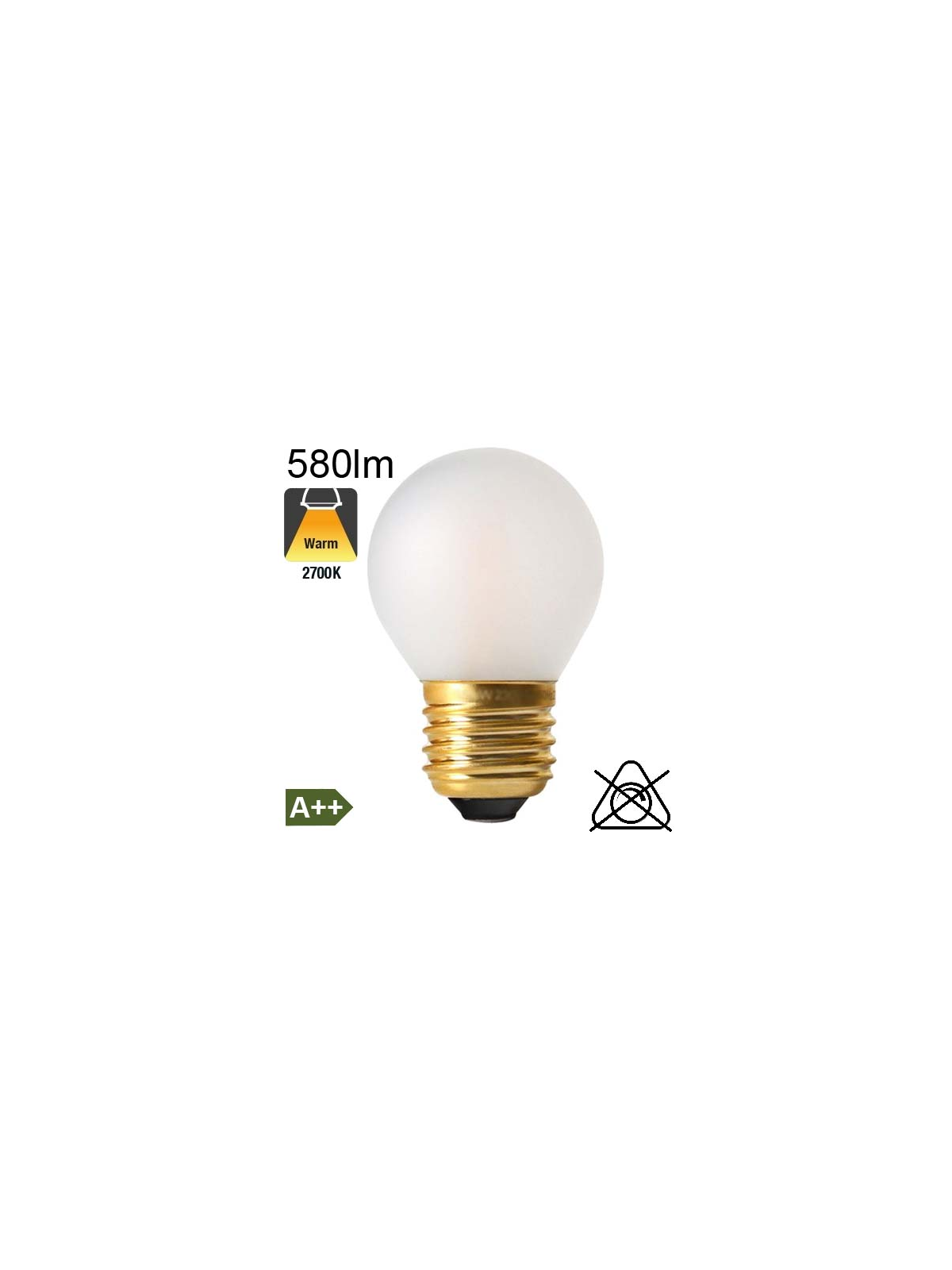 Sphérique Dépolie LED E27 580lm 2700K