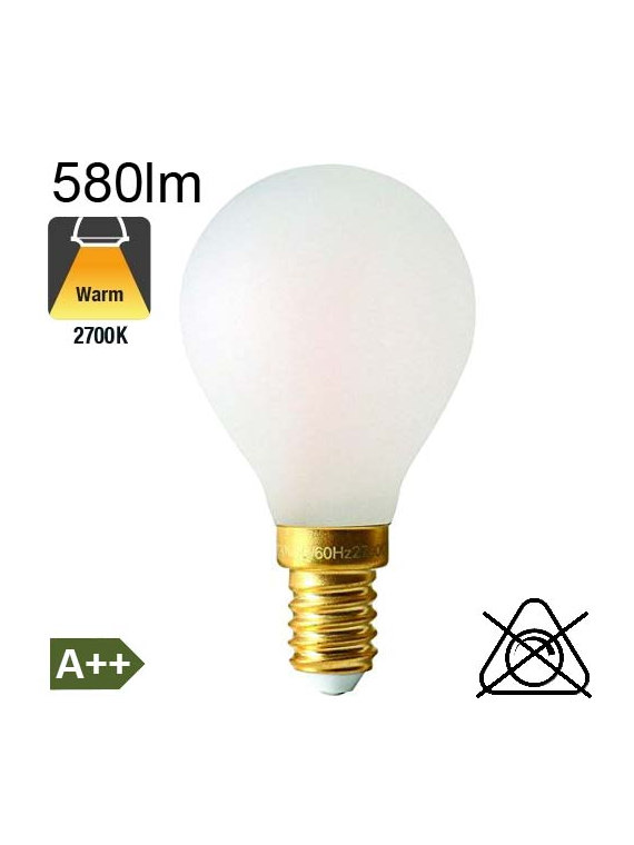 Sphérique Dépolie LED E14 580lm 2700K