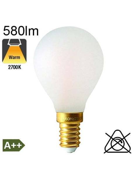 Sphérique Dépolie LED E14 580lm 2700K