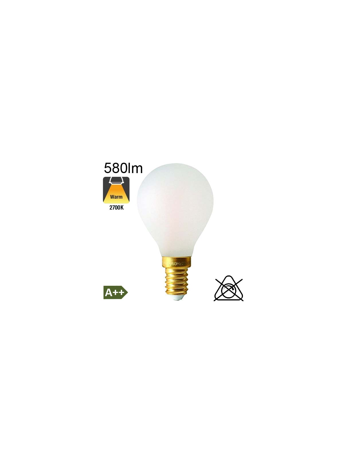 Sphérique Dépolie LED E14 580lm 2700K