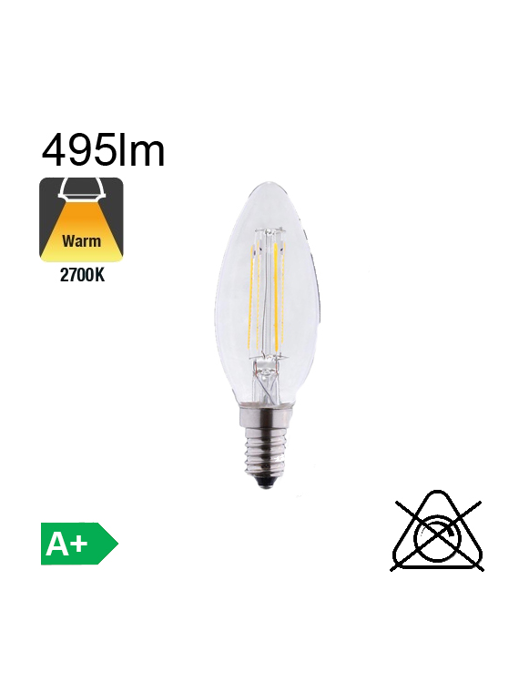 Flamme LED E14 495lm 2700K