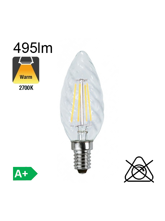 Flamme torsadée LED E14 495lm 2700K