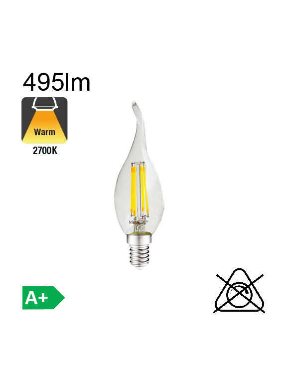 Flamme Coup de Vent LED E14 495lm 2700K