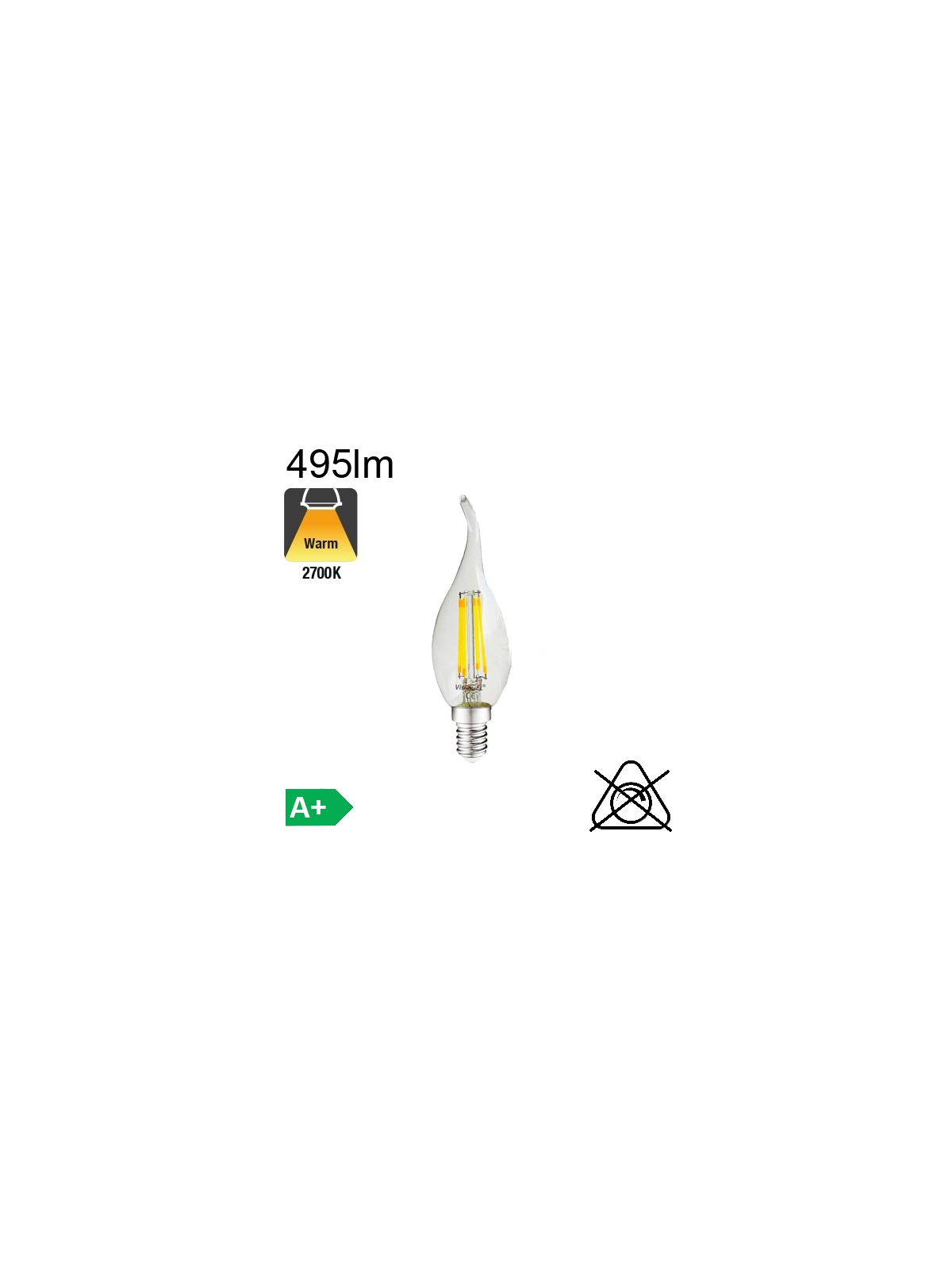 Flamme Coup de Vent LED E14 495lm 2700K