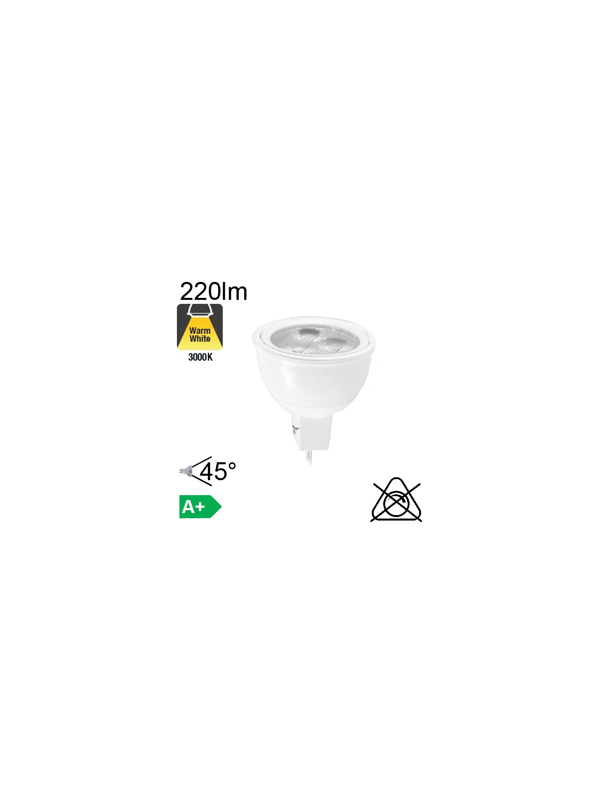 MR11 LED GU4 220lm 3000K 45°