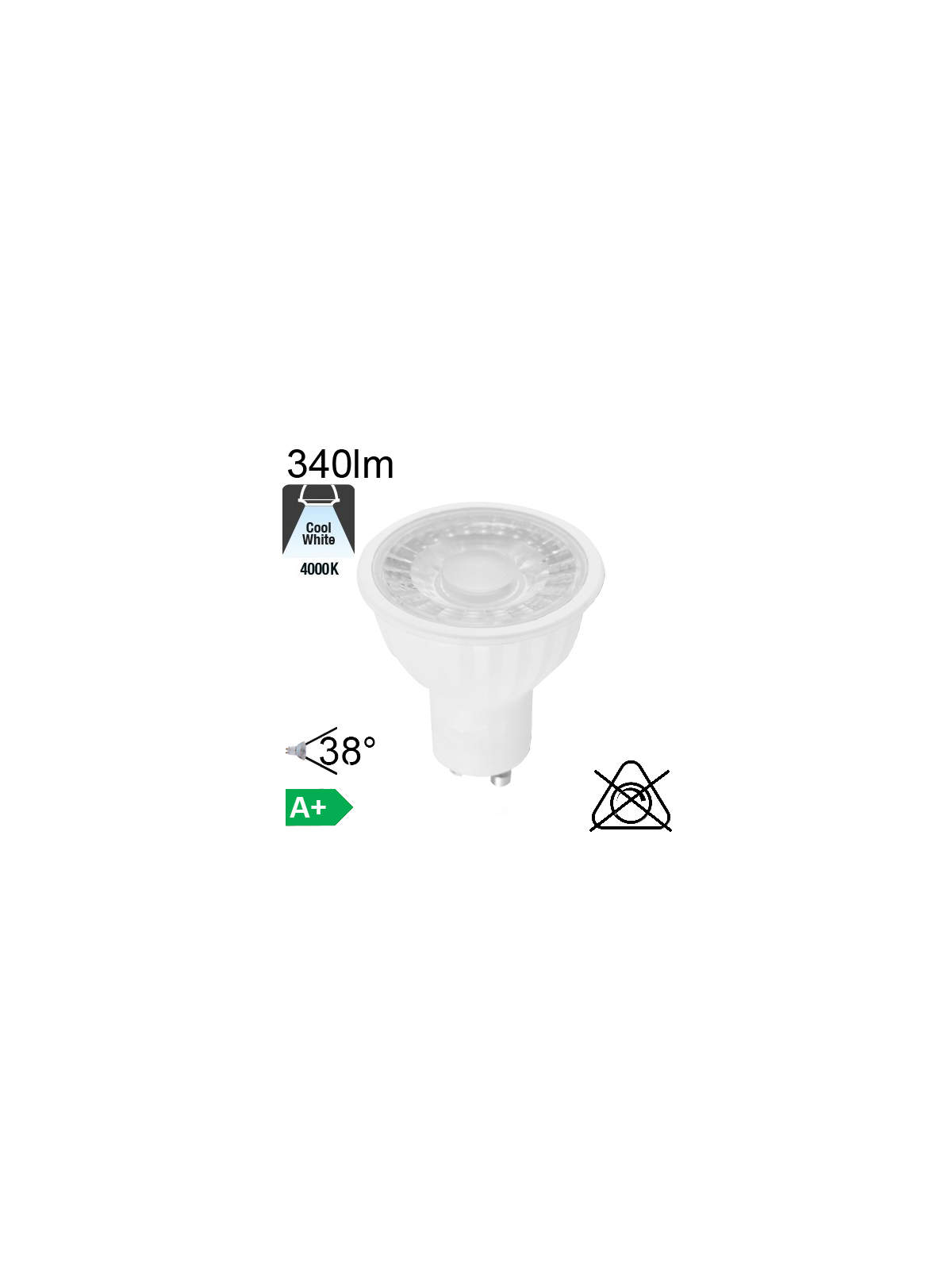 Spot LED GU10 340lm 4000K 38°