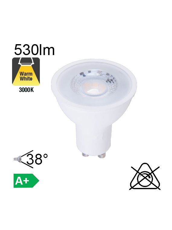 Spot LED GU10 530lm 3000K 38°