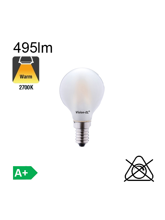 Sphérique Dépolie LED E14 495lm 2700K