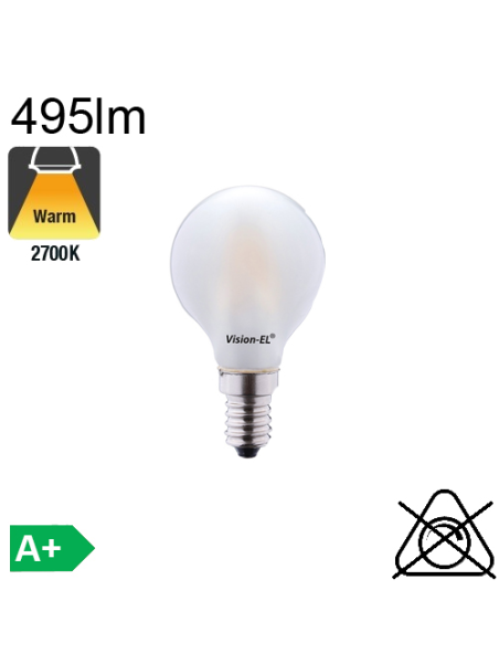 Sphérique Dépolie LED E14 495lm 2700K