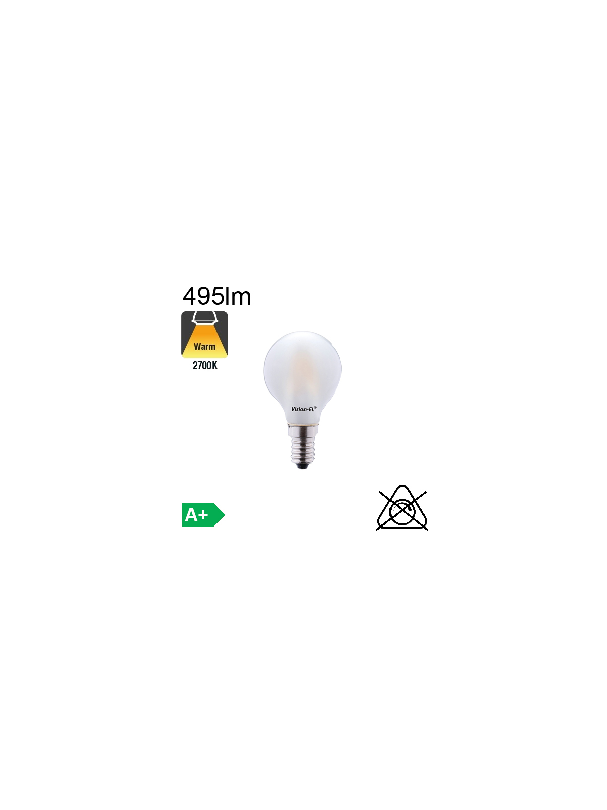 Sphérique Dépolie LED E14 495lm 2700K