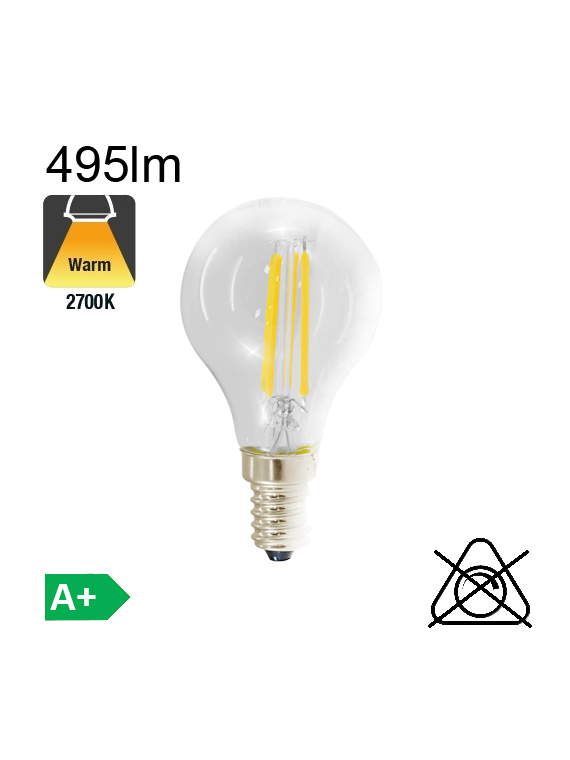 Sphérique LED E14 495lm 2700K