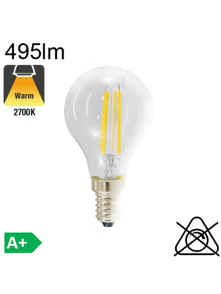 Sphérique LED E14 495lm 2700K