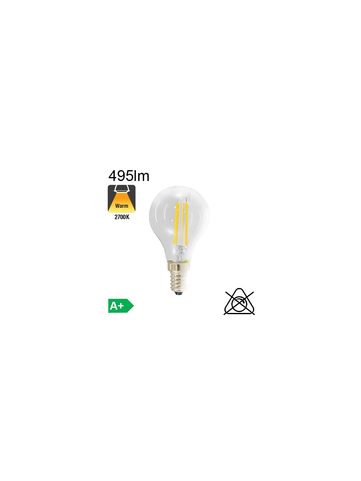 Sphérique LED E14 495lm 2700K