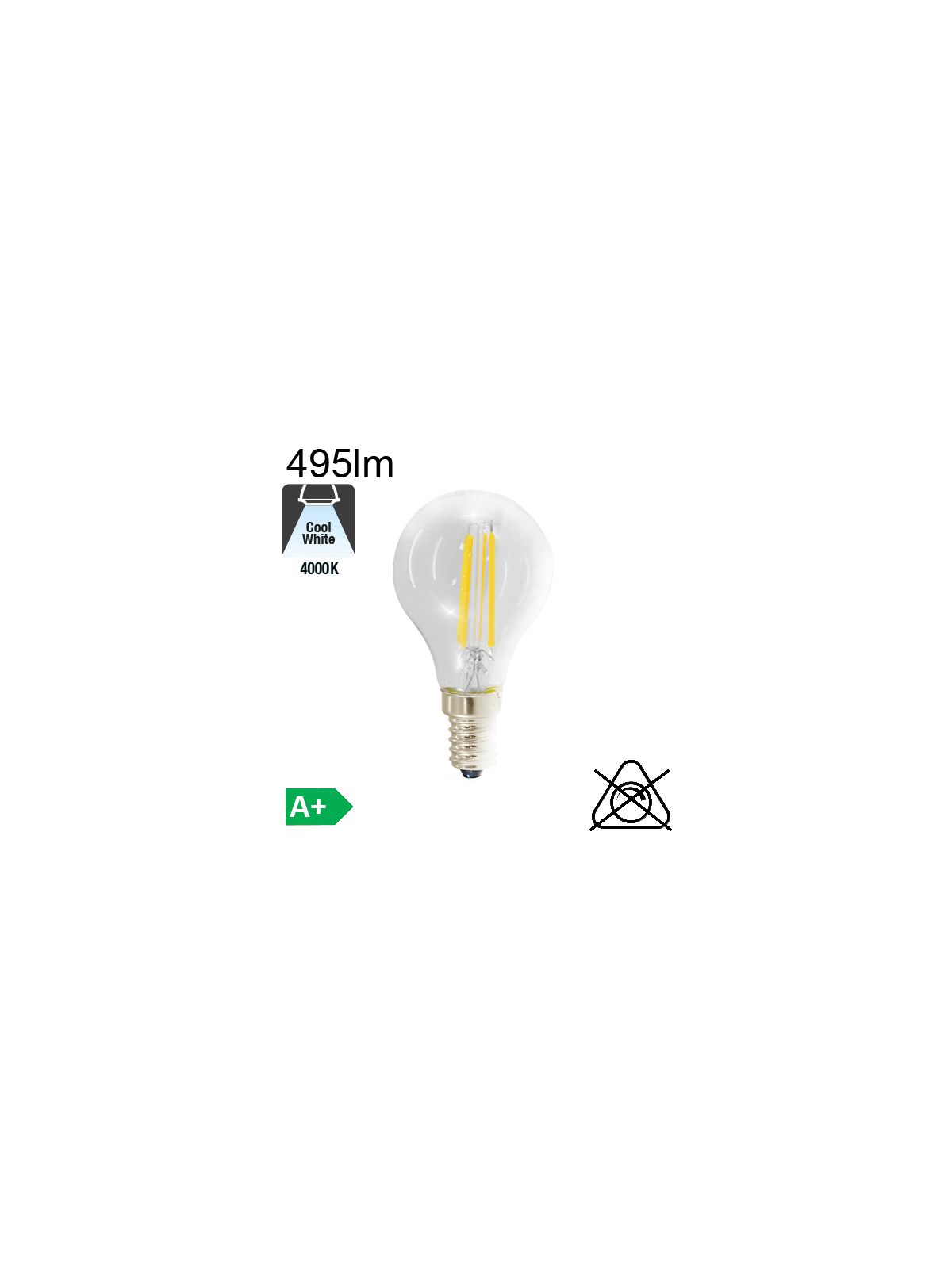 Sphérique LED E14 495lm 4000K