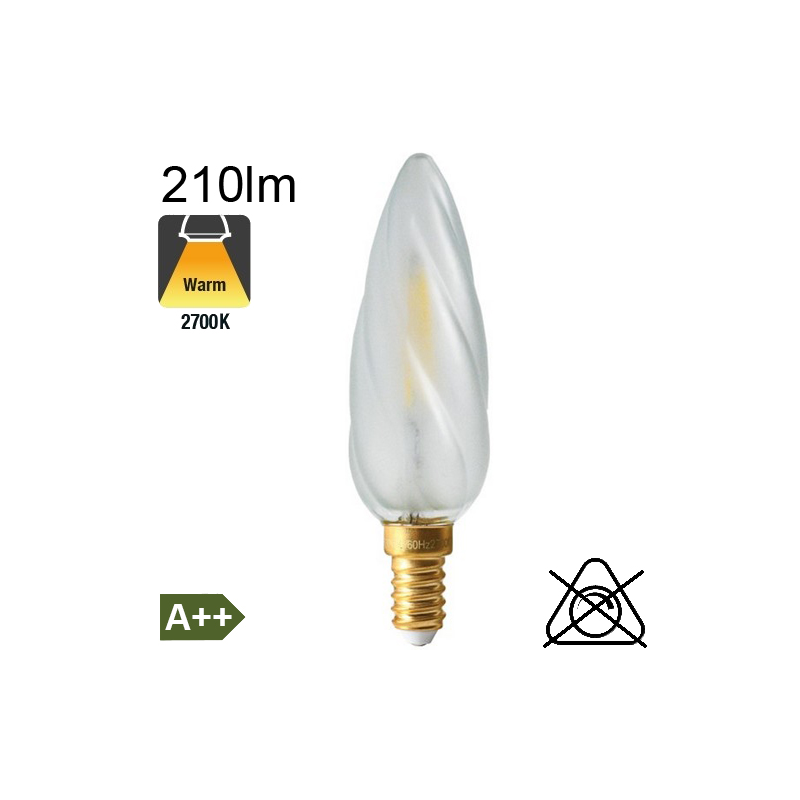 Ampoule flamme torsadée LED 2W E14 230V GIRARD SUDRON 713297